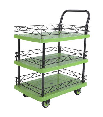 single armrest Multi Tier Rolling Cart 180kg Load With Guardrail