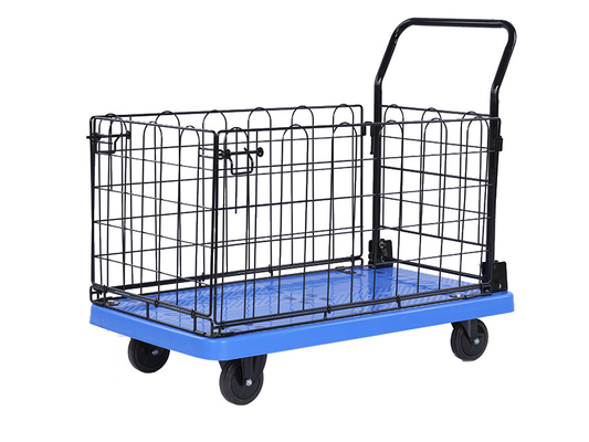 600kg Single High Guardrail Foldable Cart Trolley NR Castor SILENT Folding Push Cart