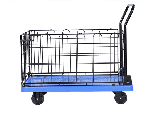 600kg Single High Guardrail Foldable Cart Trolley NR Castor SILENT Folding Push Cart