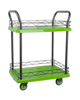 Double Handrail Guardrails 2 Tier Rolling Cart Silent With wear resistant casters