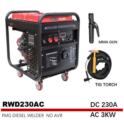 Direct Current 230A Arc Welding Generators 5.5 gal DIESEL Generator